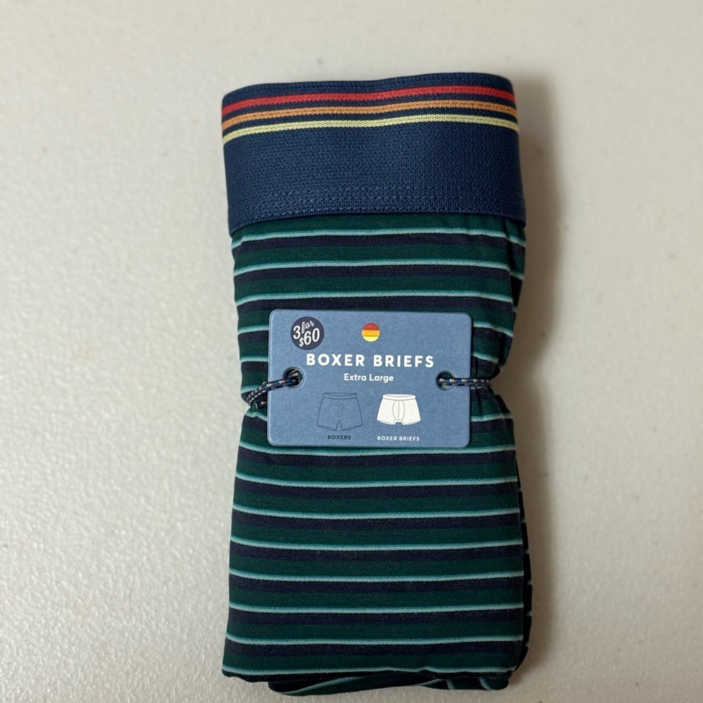 Marine Layer Navy and Green Striped Boxer Briefs